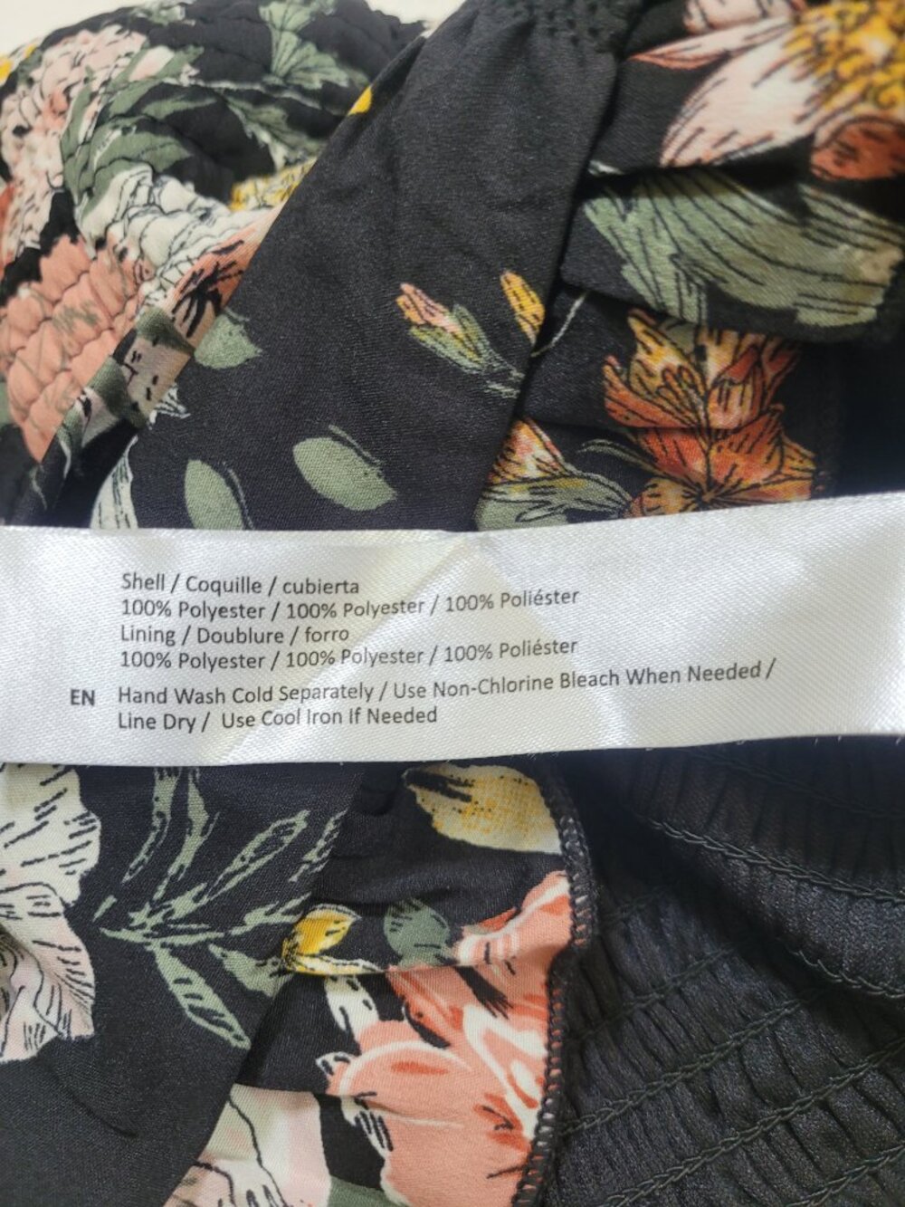 BOG Collective Black Floral Smocked Ruffle Crop Top Tank Small Boho - Picture 6 of 9